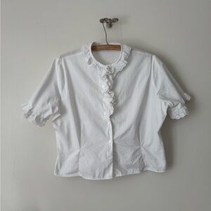 Vintage Cotton Ruffle and Eyelet Blouse.